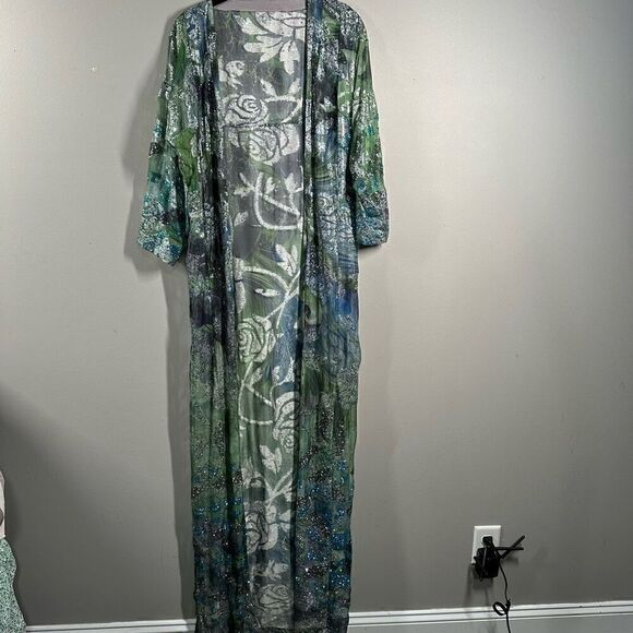 Bejeweled glitter embellished floor length maxi dress & duster jacket set - Picture 12 of 16